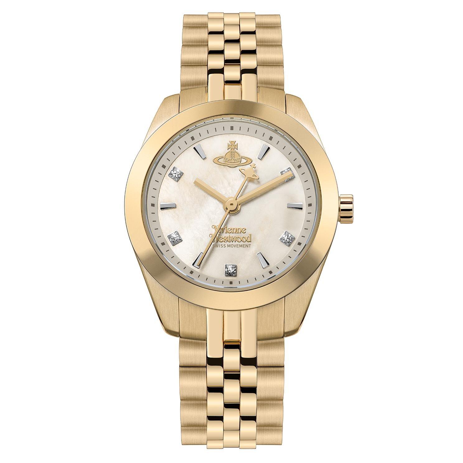 Vivienne Westwood Exclusive Charlton 28mm Yellow Gold PVD Mother of Pearl Crystal Ladies Watch