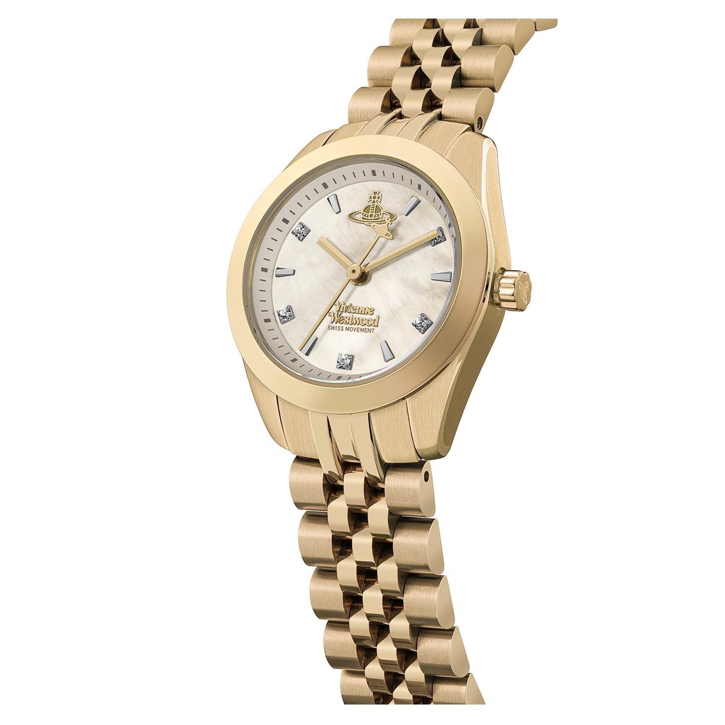 Vivienne Westwood Exclusive Charlton 28mm Yellow Gold PVD Mother of Pearl Crystal Ladies Watch