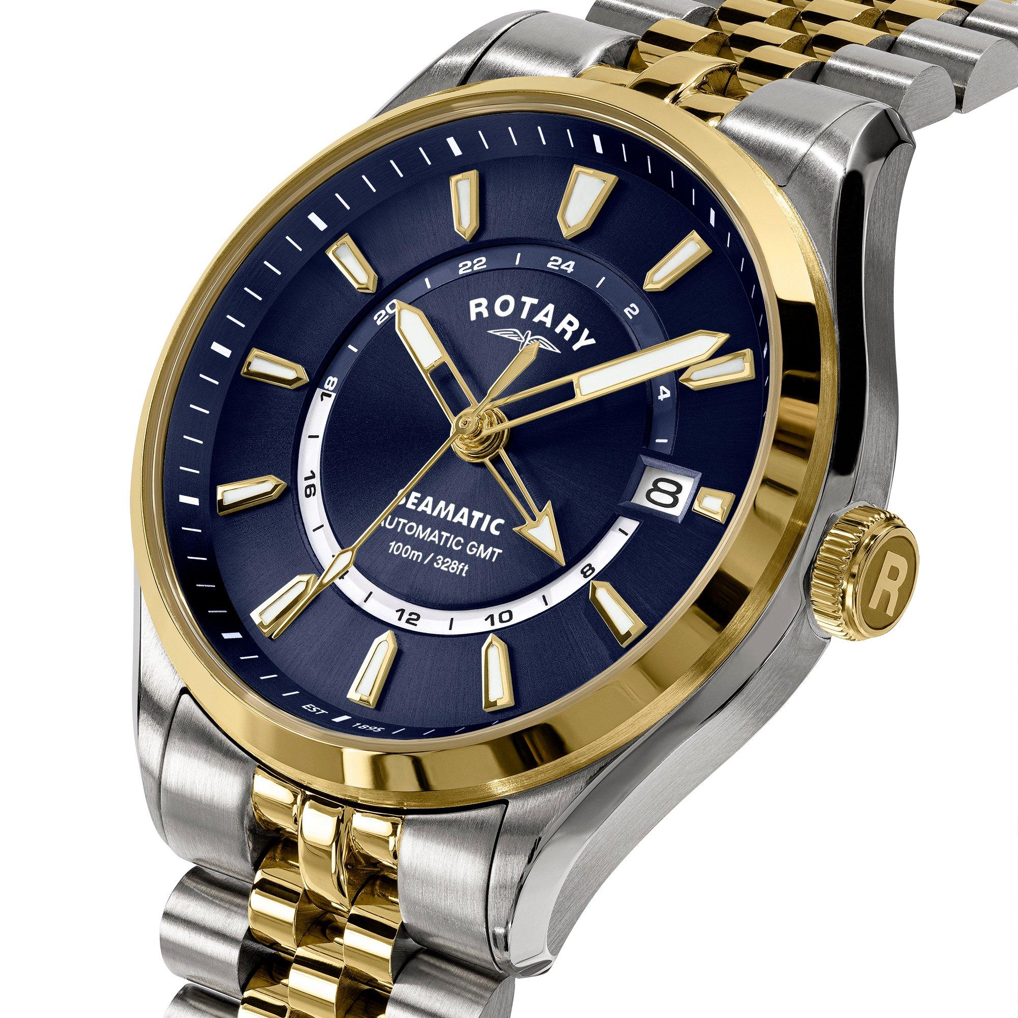 Rotary Seamatic 100 GMT 40mm Stainless Steel and Yellow Gold Tone ...