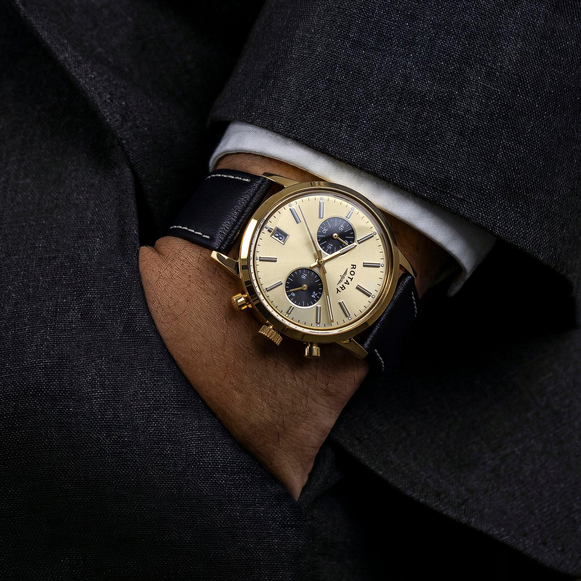 Rotary 1895 40mm Yellow Gold Tone Chronograph Men’s Watch