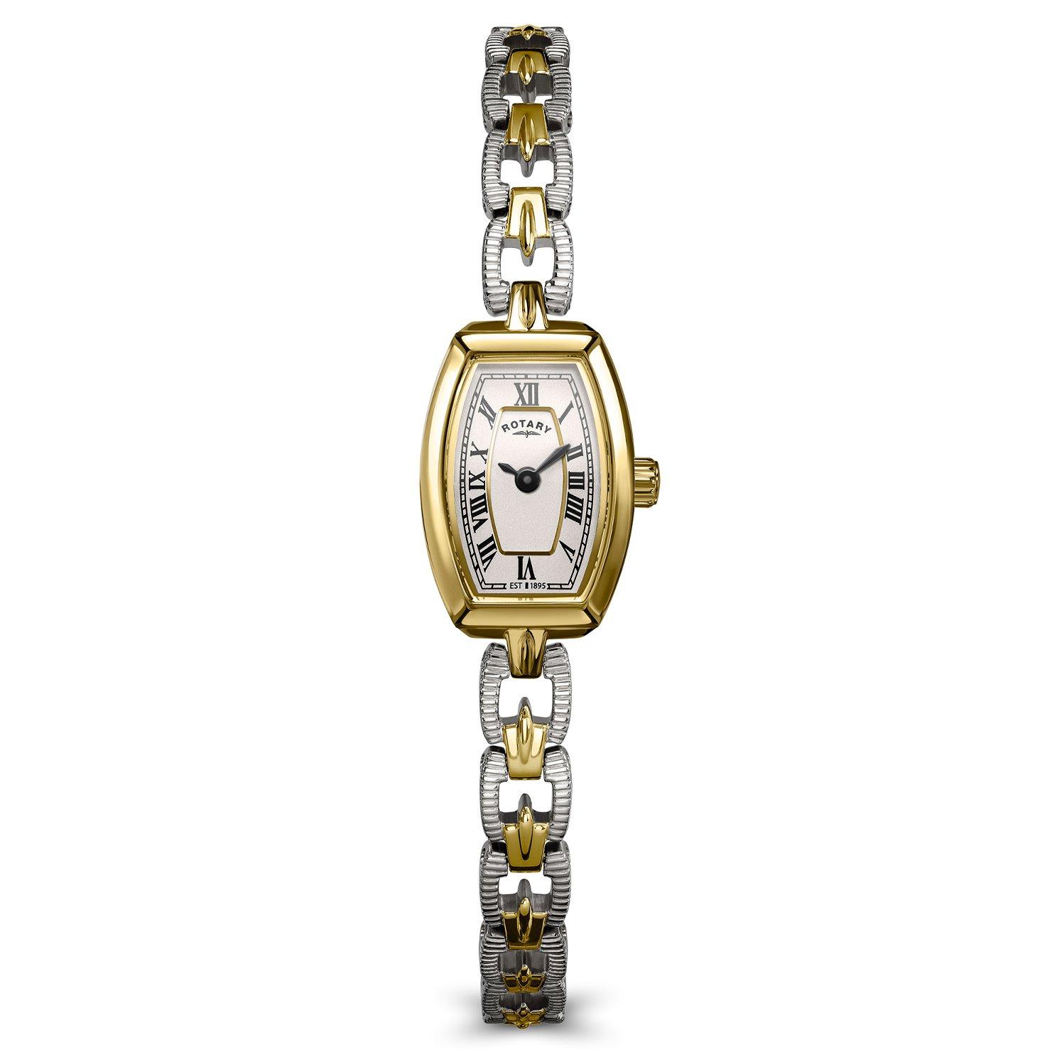 Rotary 1895 Tonneau 14.8mm Stainless Steel and Yellow Gold PVD Ladies Watch