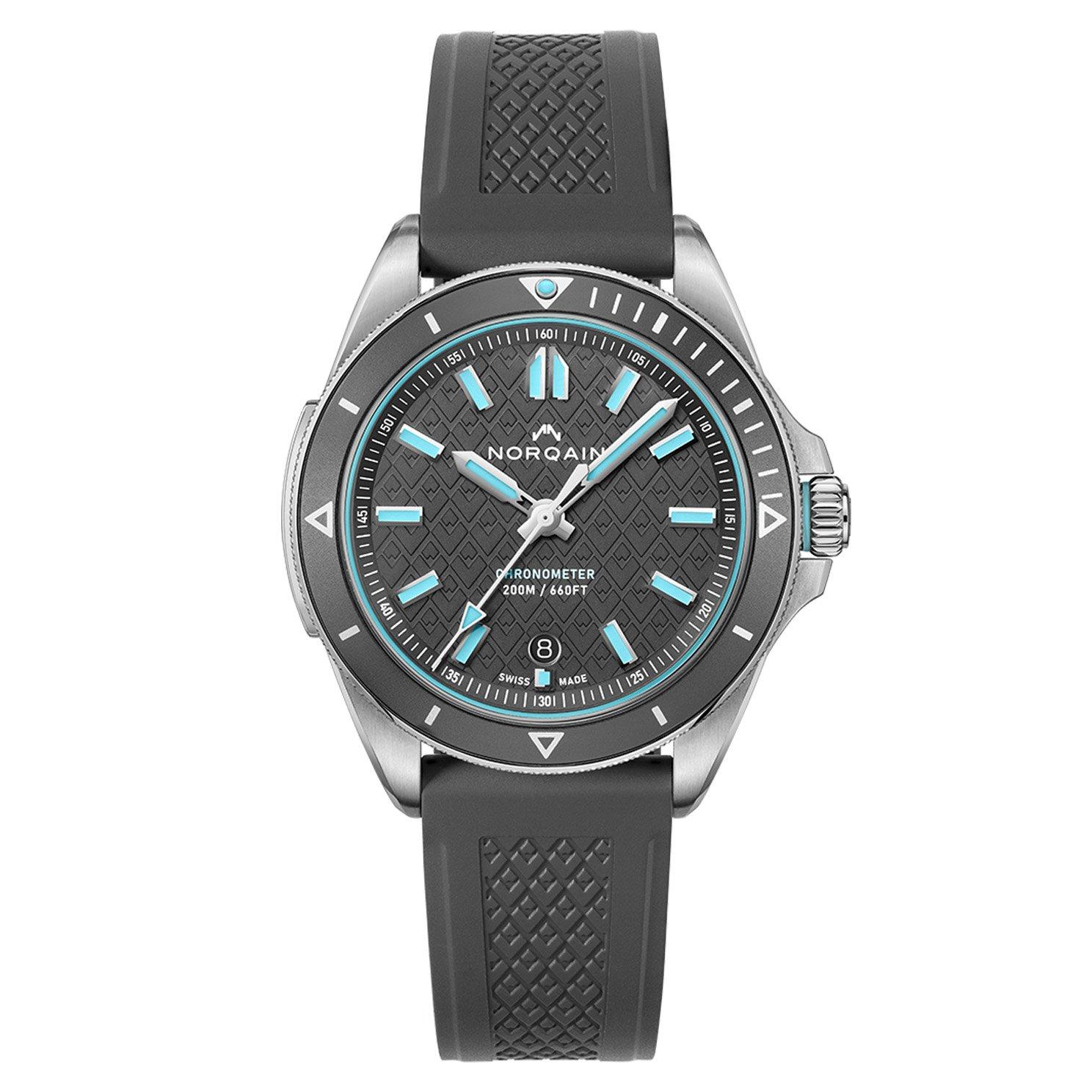 【NS 】 NORQAIN Wild ONE Skeleton 42mm Turquoise Rubber Strap Automatic