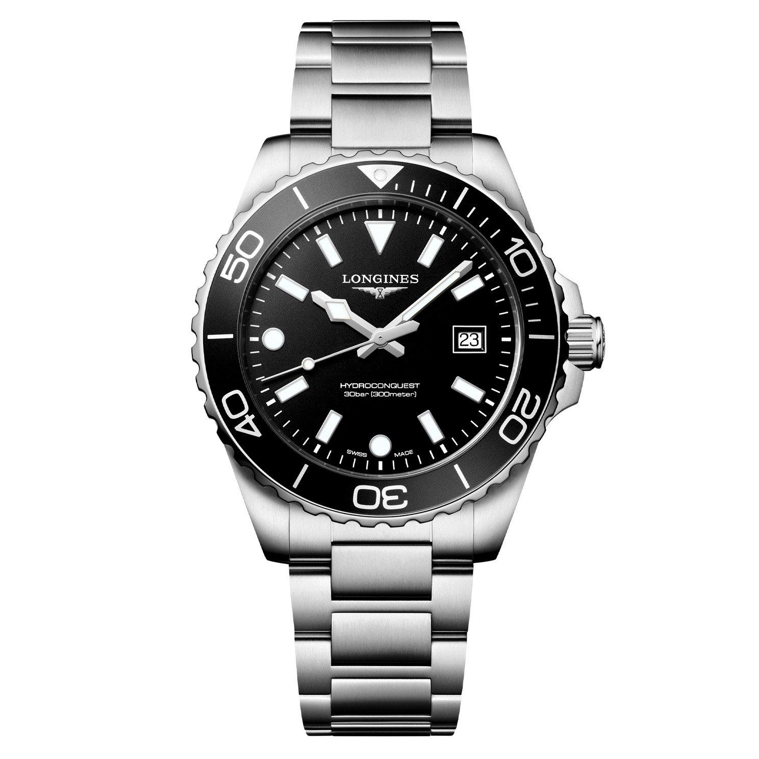 Roジャンク品LONGINES ConquestV.H.P. Quartz Longines HydroConquest Quartz 42mm Men's Watch L37694566 | Black