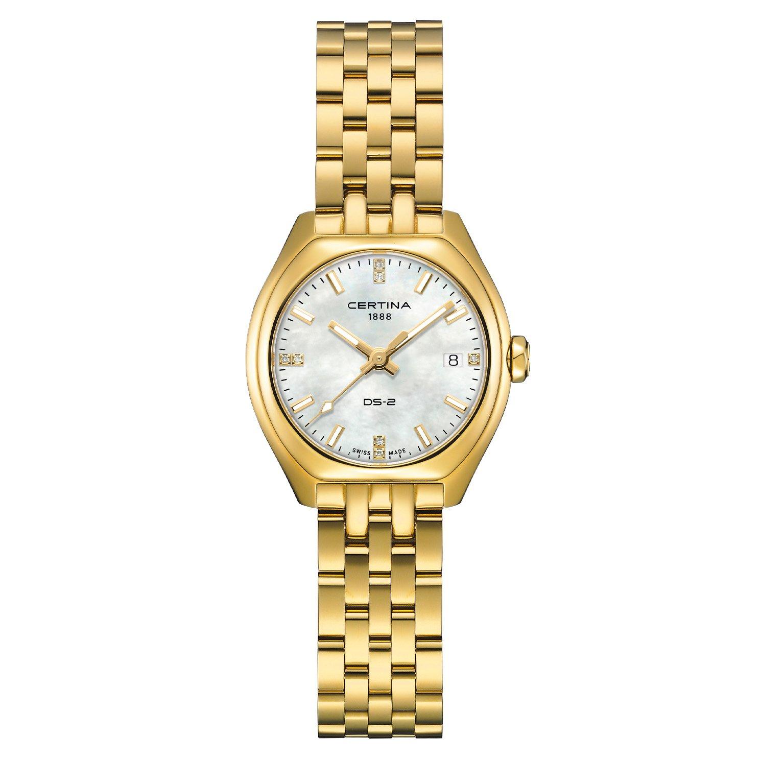 Certina DS-2 Lady 27.8mm Yellow Gold PVD Diamond Mother of Pearl Ladies Watch