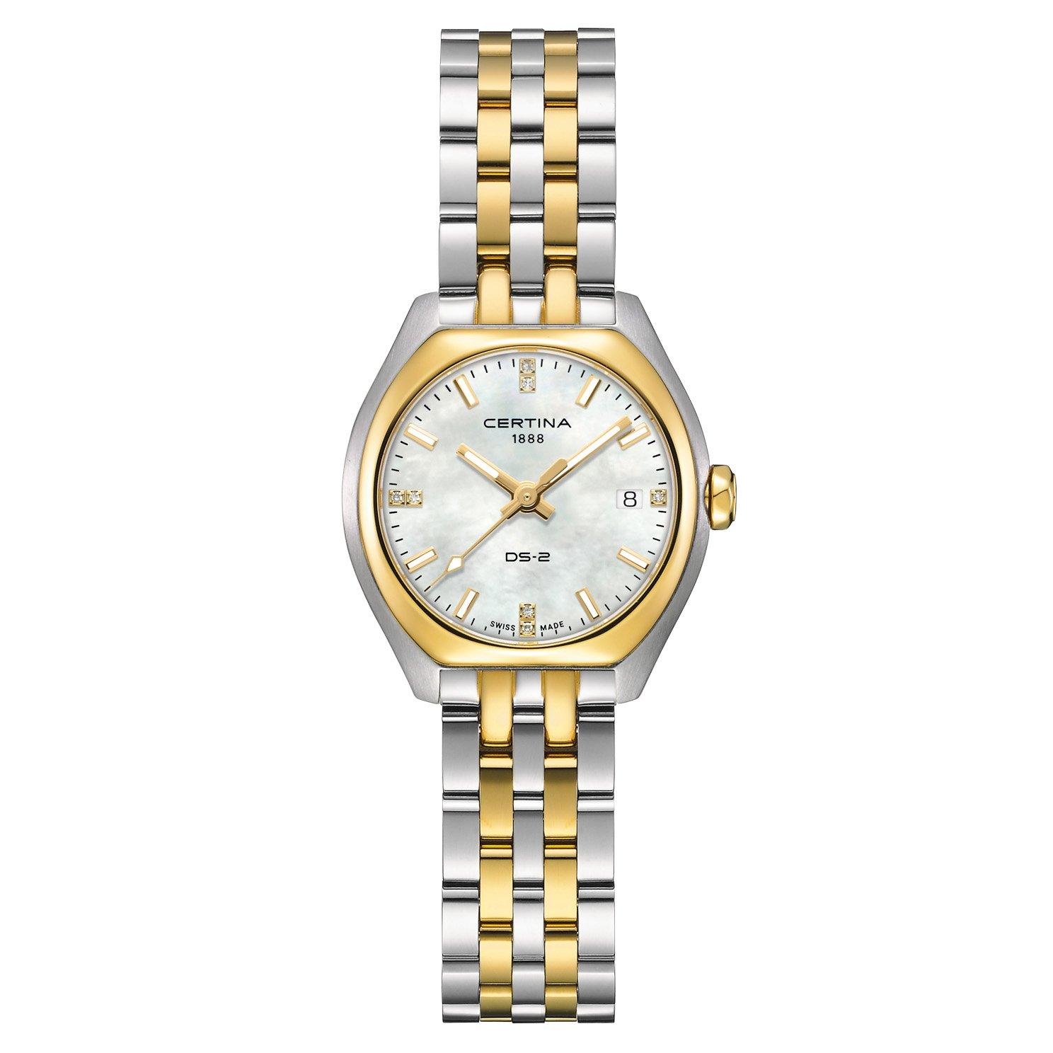Certina DS-2 Lady 27.8mm Stainless Steel and Yellow Gold PVD Mother of Pearl Diamond Watch