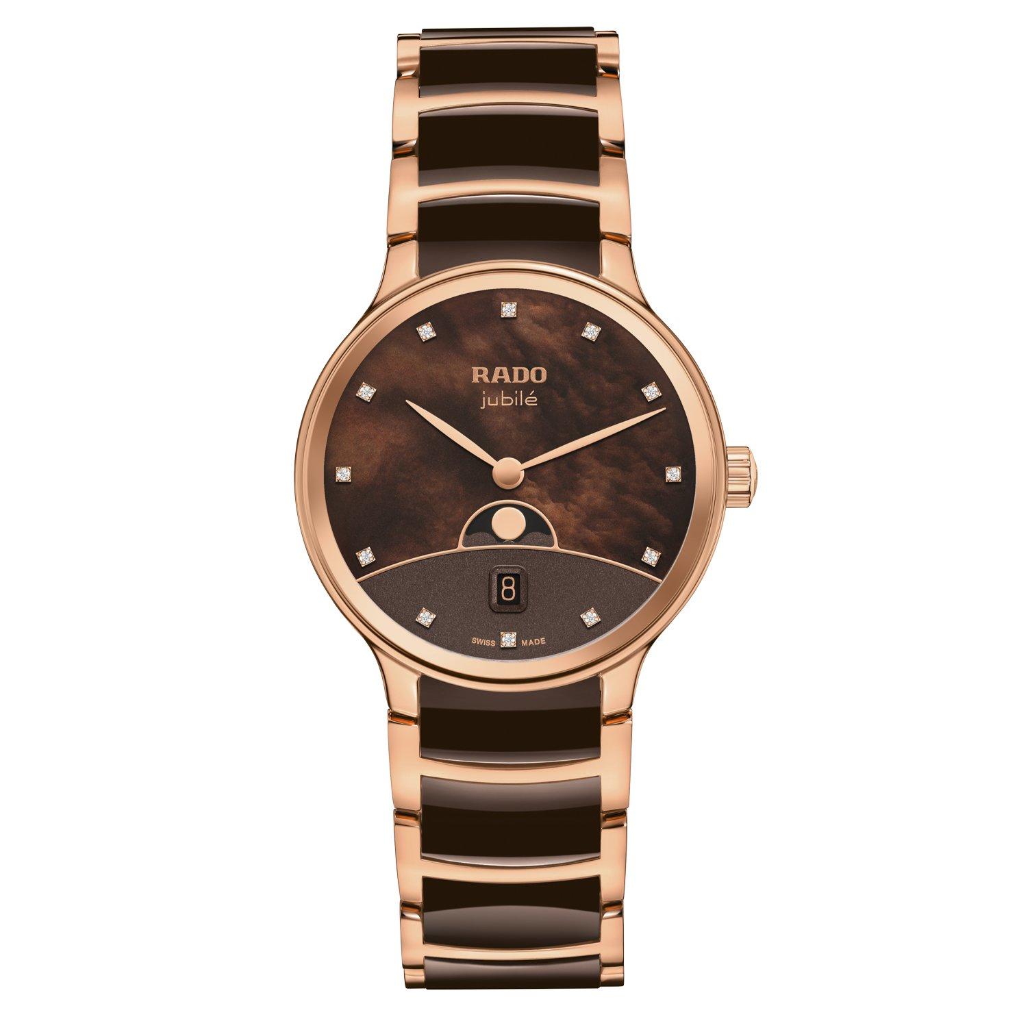 Rado Centrix Moonphase 35mm Rose Gold PVD Diamond Mother of Pearl Ladies Watch