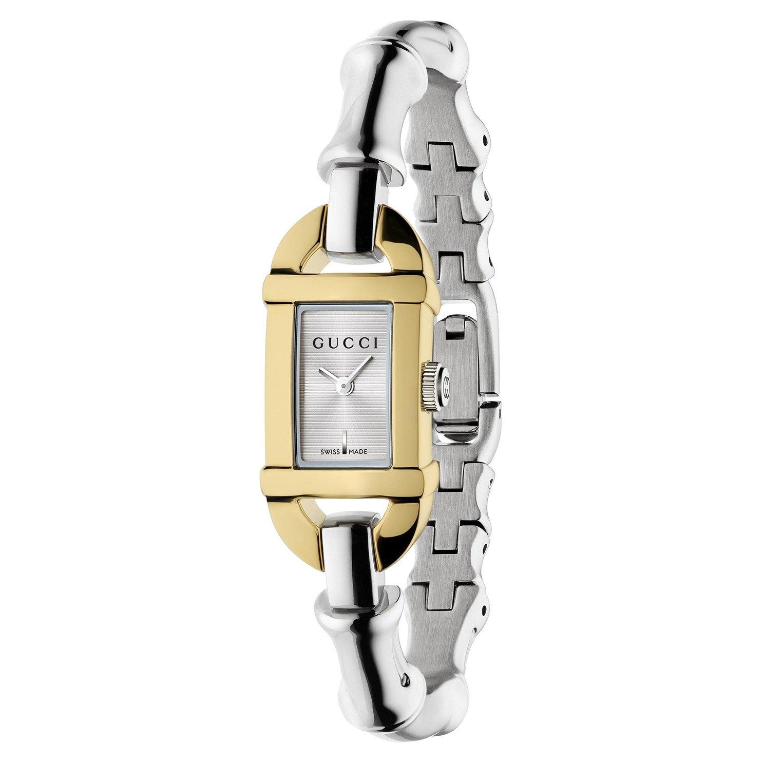 Gucci Bamboo 22mm Yellow Gold Plated Ladies Watch YA170506 | Silver, 22 ...