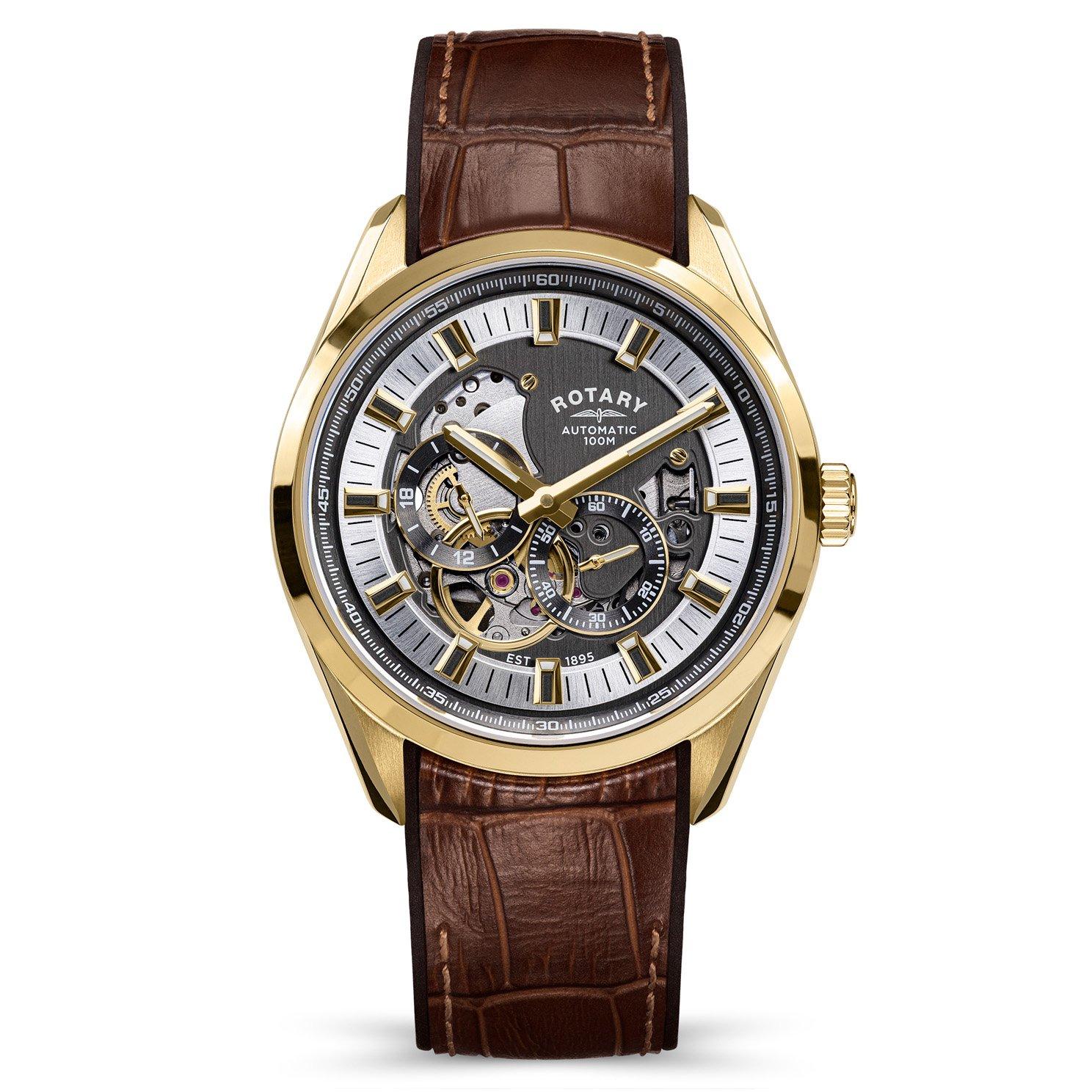 Rotary Seamatic Eclipse 43mm Yellow Gold Plated Skeleton Automatic Men’s Watch