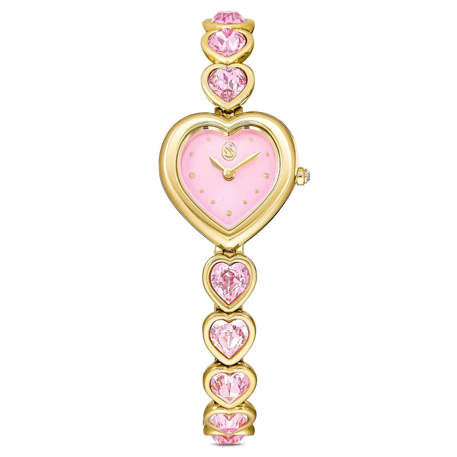 Swarovski Idyllia 22mm Yellow Gold PVD Heart Crystal Ladies Watch
