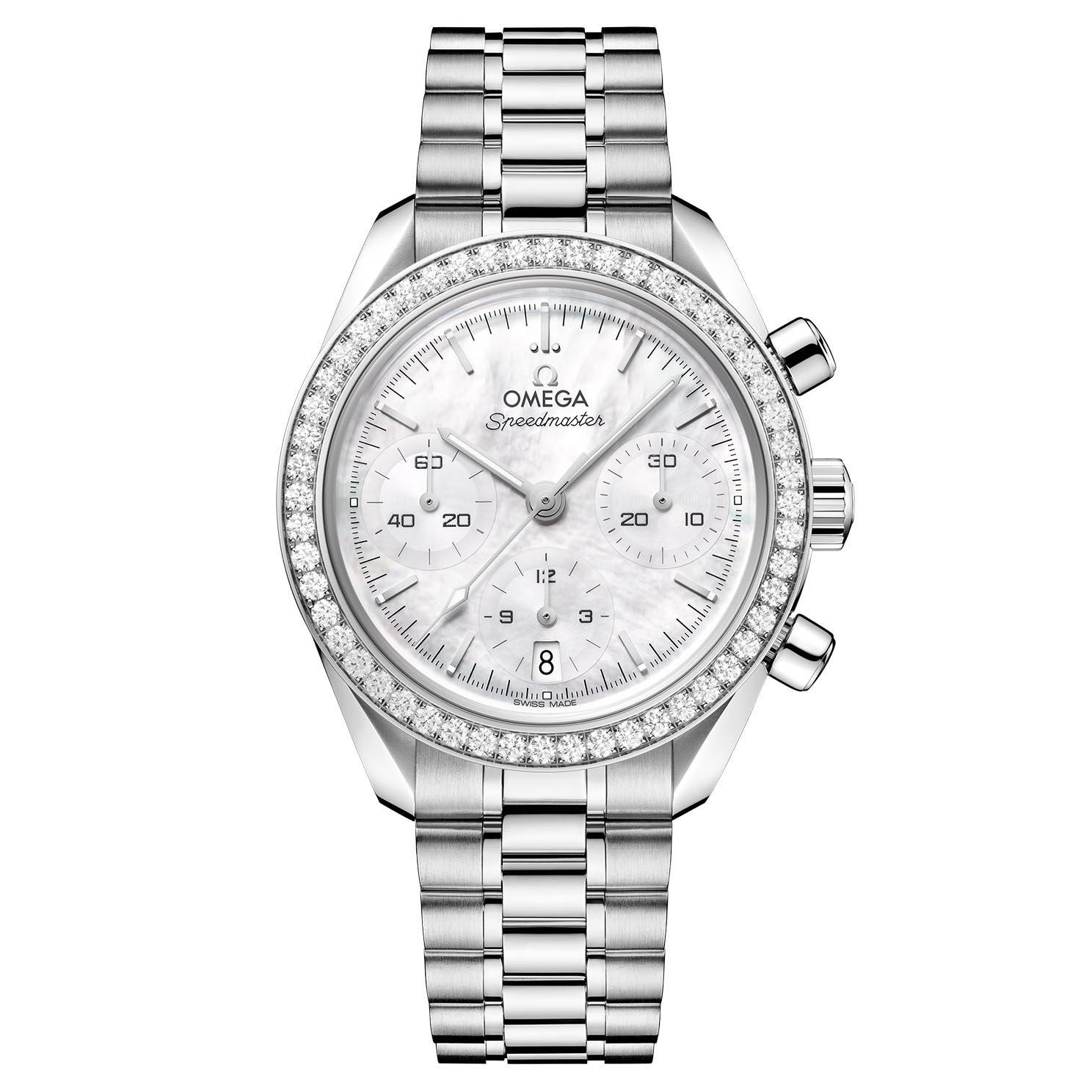 OMEGA Speedmaster 38mm Diamond Mother of Pearl Chronograph Automatic Watch