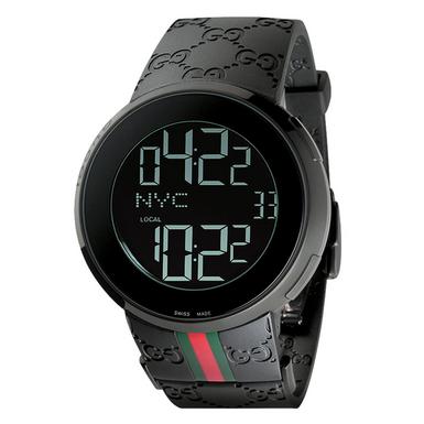 Gucci I-Gucci Ion Plated Digital Men's Watch YA114207 | 44 mm, Black Dial |  Beaverbrooks