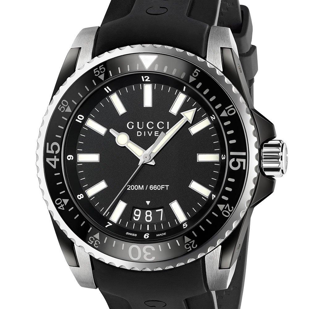 Gucci Dive Quartz Men's Watch YA136204A | Black, 45 mm | Beaverbrooks