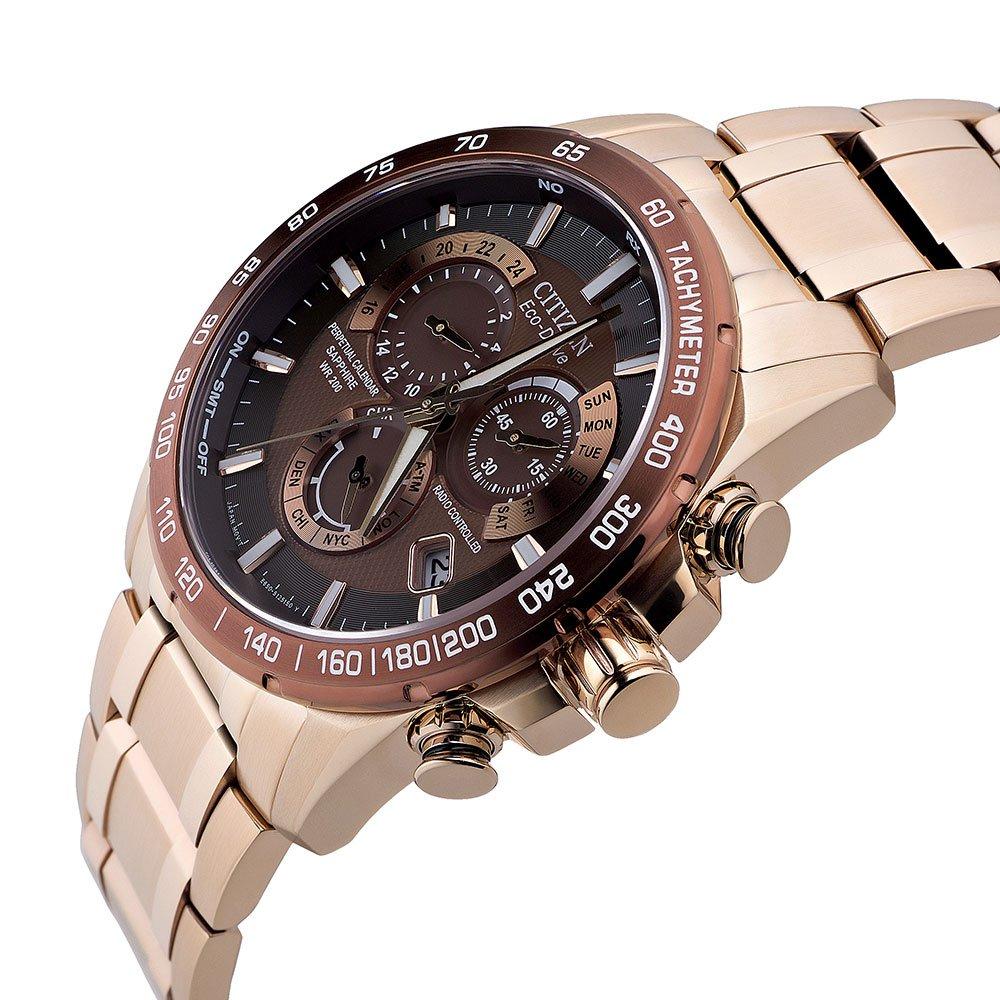 Citizen Eco-Drive Rose Gold Plated and Stainless Steel Perpetual A-T ...