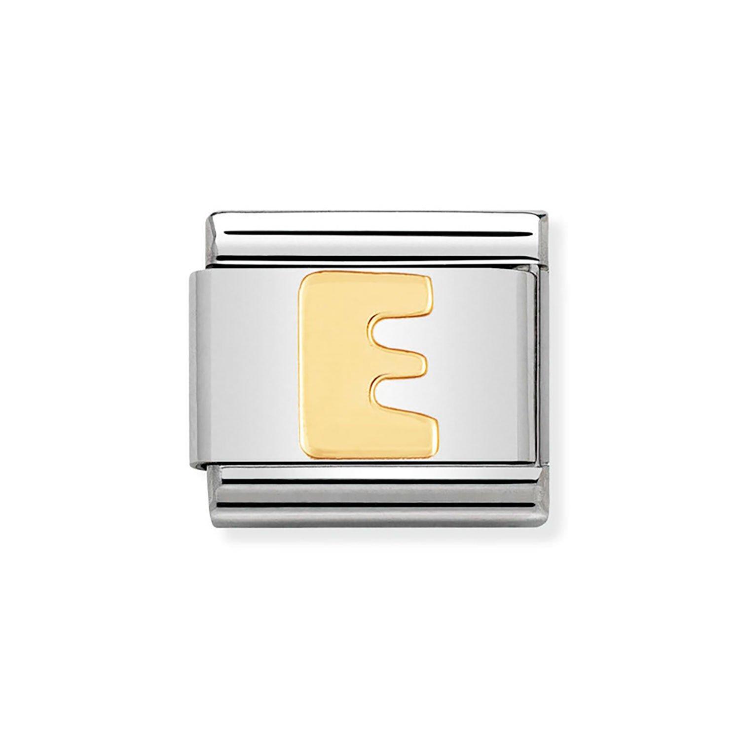 Nomination Composable Stainless Steel and Yellow Gold Plated Initial E Charm