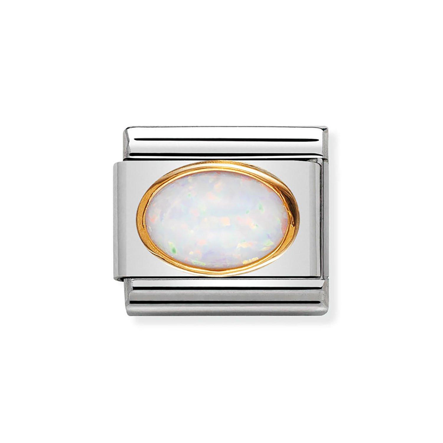 Nomination Composable Stainless Steel and Yellow Gold Plated Opal October Birthstone Charm