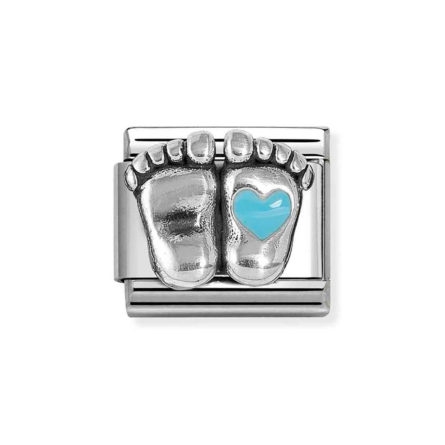Nomination Composable Stainless Steel Blue Heart Baby Feet Charm