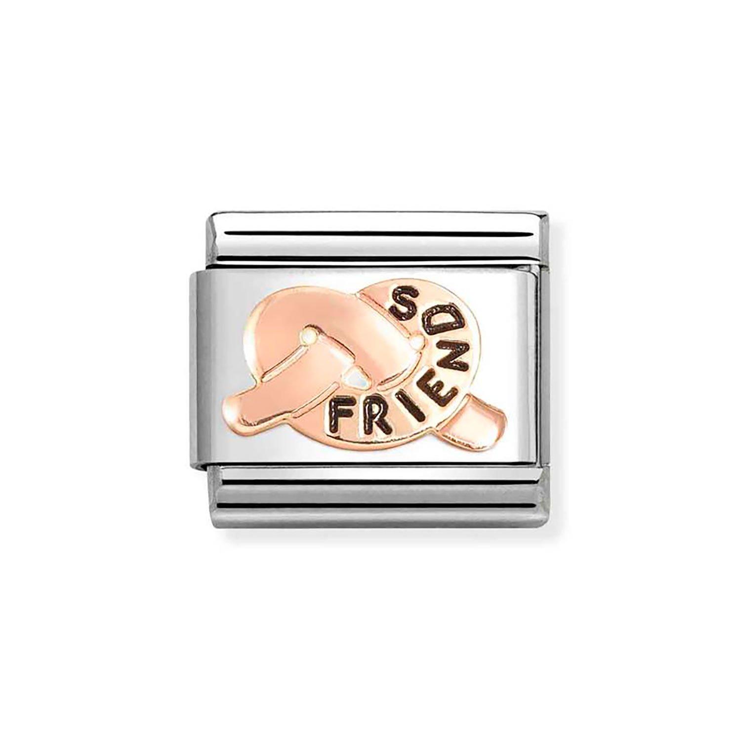Nomination Composable Stainless Steel and Rose Gold Plated Friends Promises Knot Charm