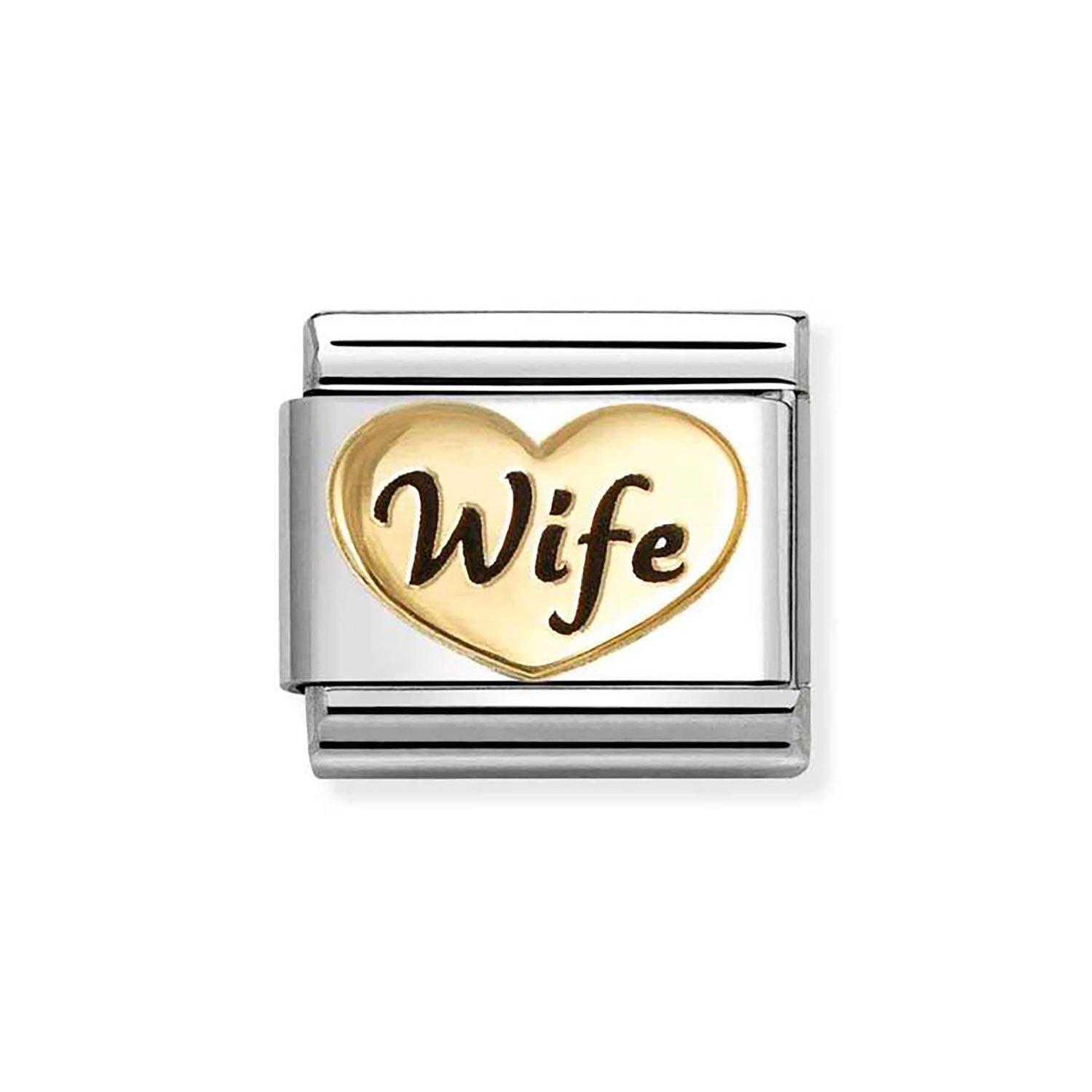 Nomination Composable Classic Stainless Steel and Yellow Gold Plated Heart Wife Charm