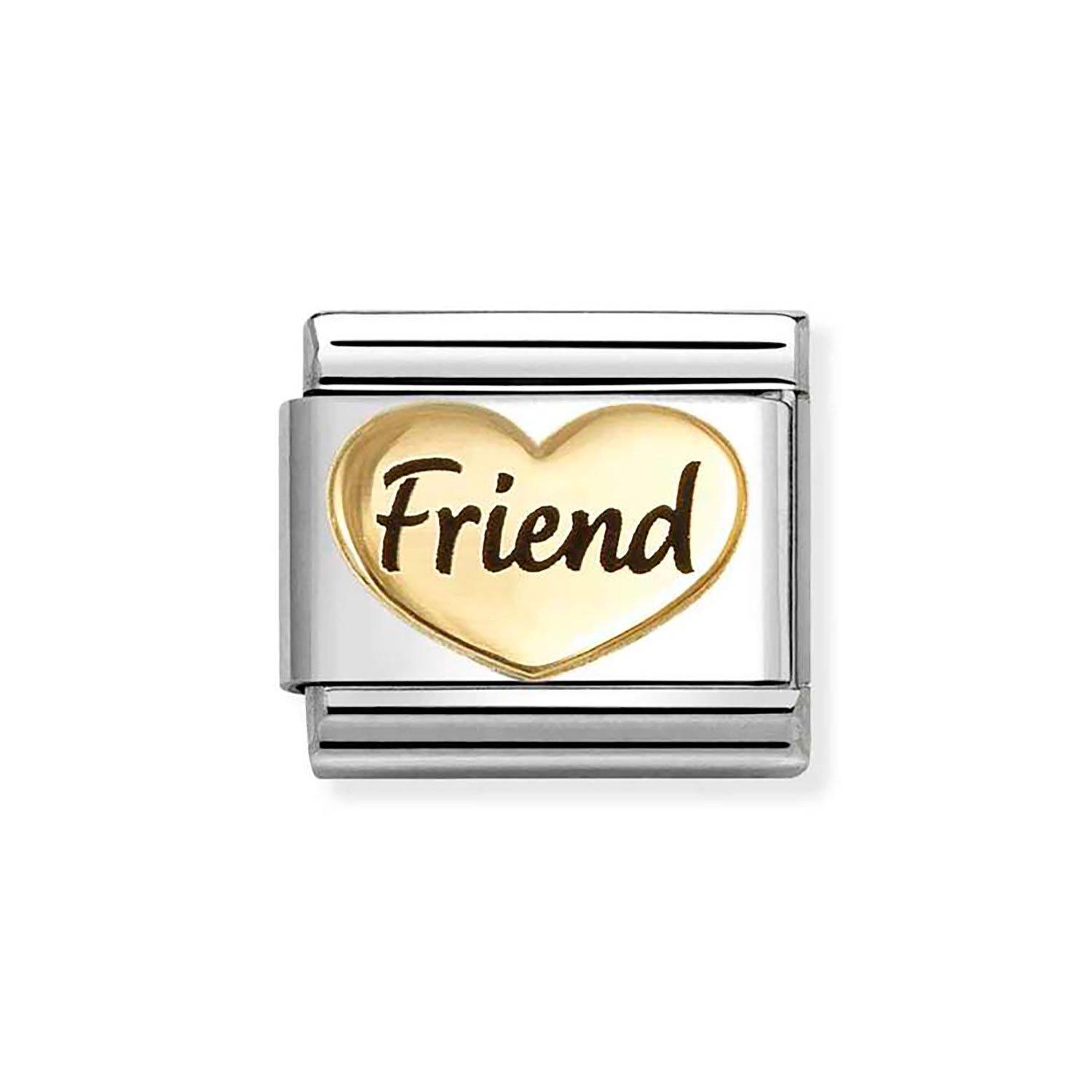 Nomination Composable Classic Stainless Steel and Yellow Gold Plated Heart Friend Charm