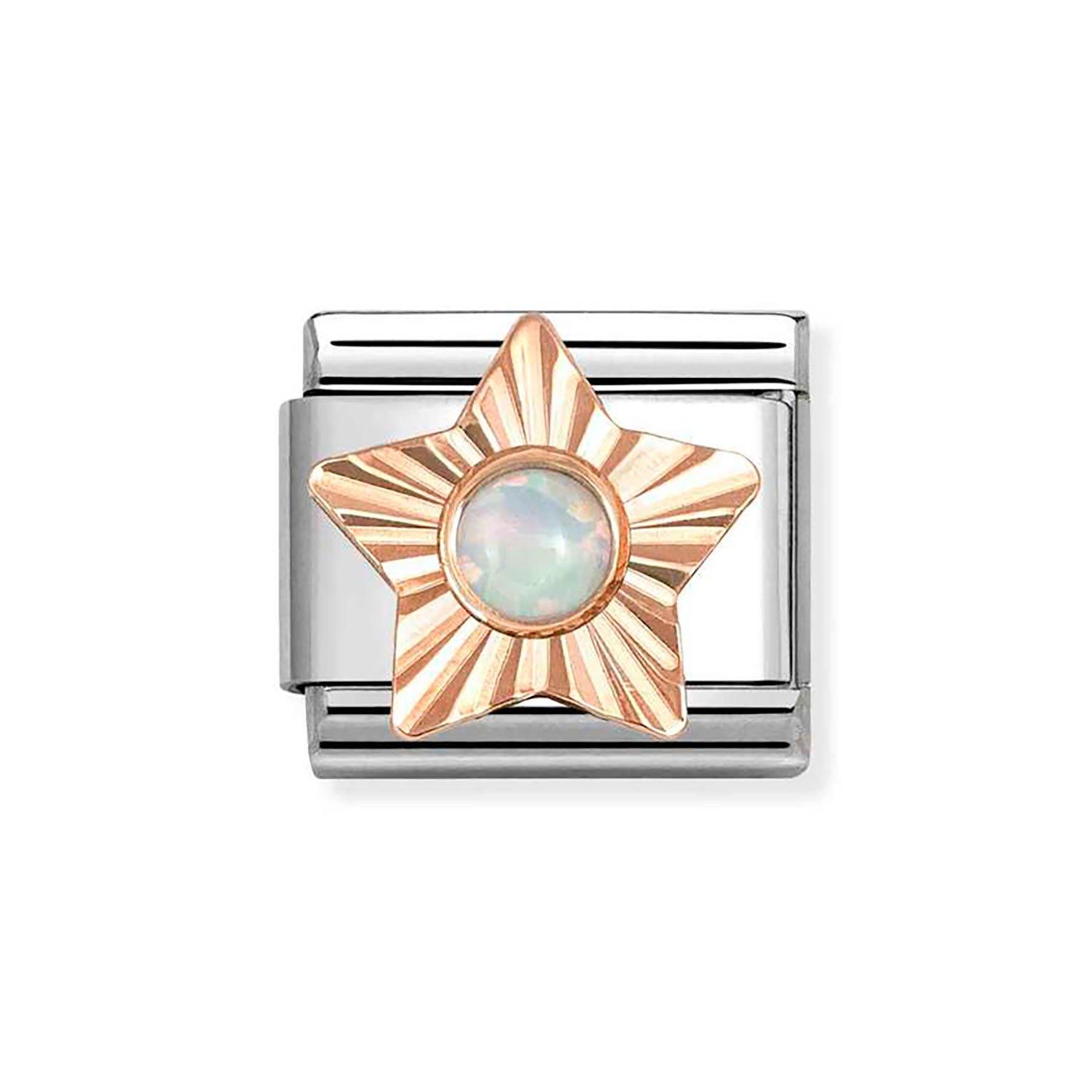 Nomination Composable Classic Stainless Steel and Rose Gold Plated Opal Star Charm