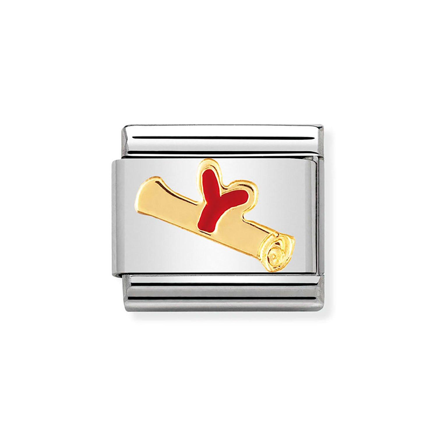 Nomination Composable Stainless Steel and Yellow Gold Plated Diploma Charm
