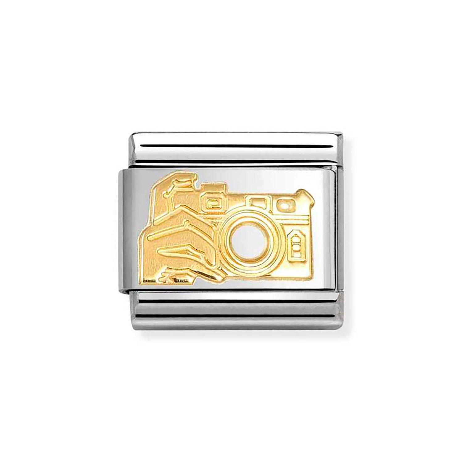 Nomination Composable Stainless Steel and Yellow Gold Plated Camera Charm