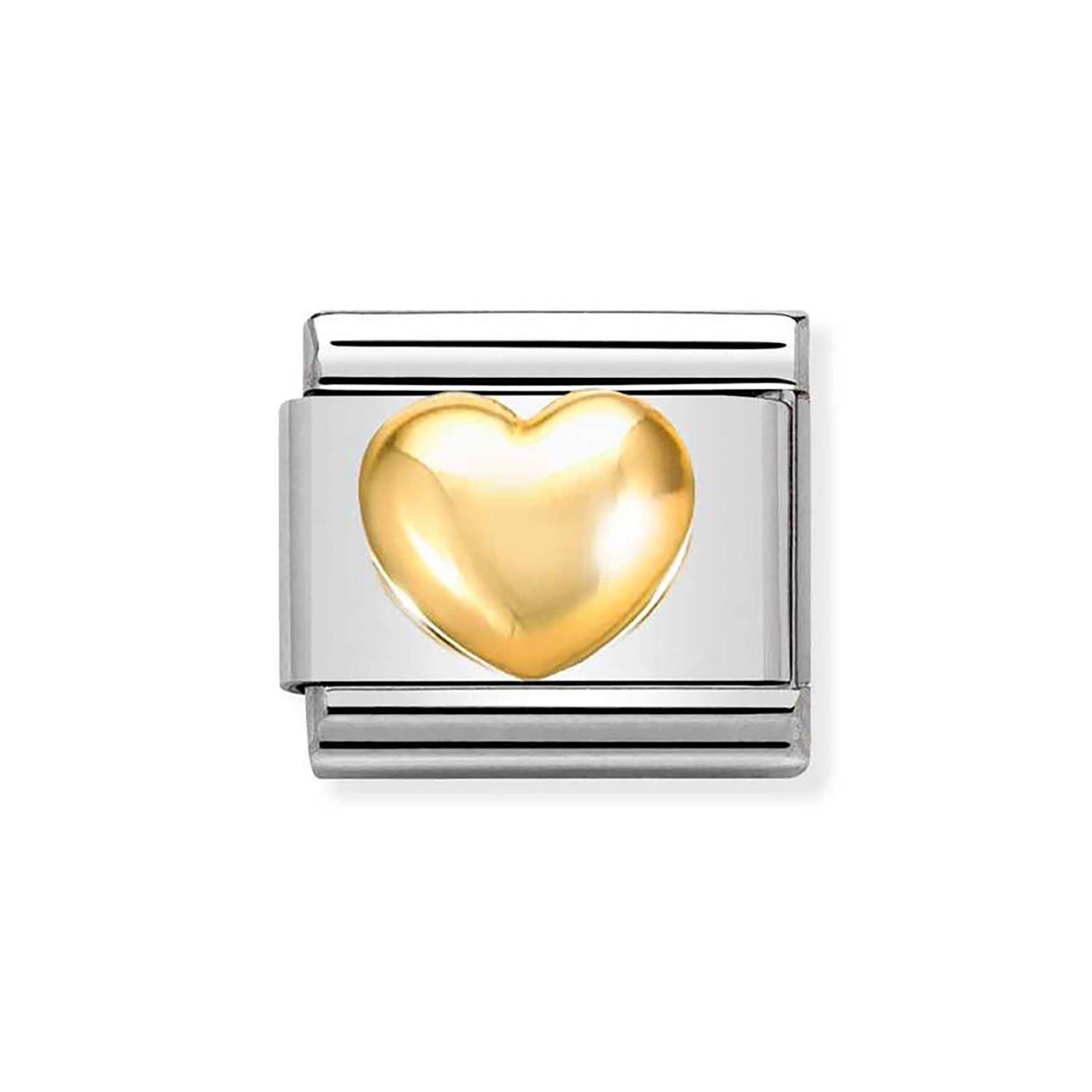 Nomination Composable Stainless Steel and Yellow Gold Plated Raised Heart Charm