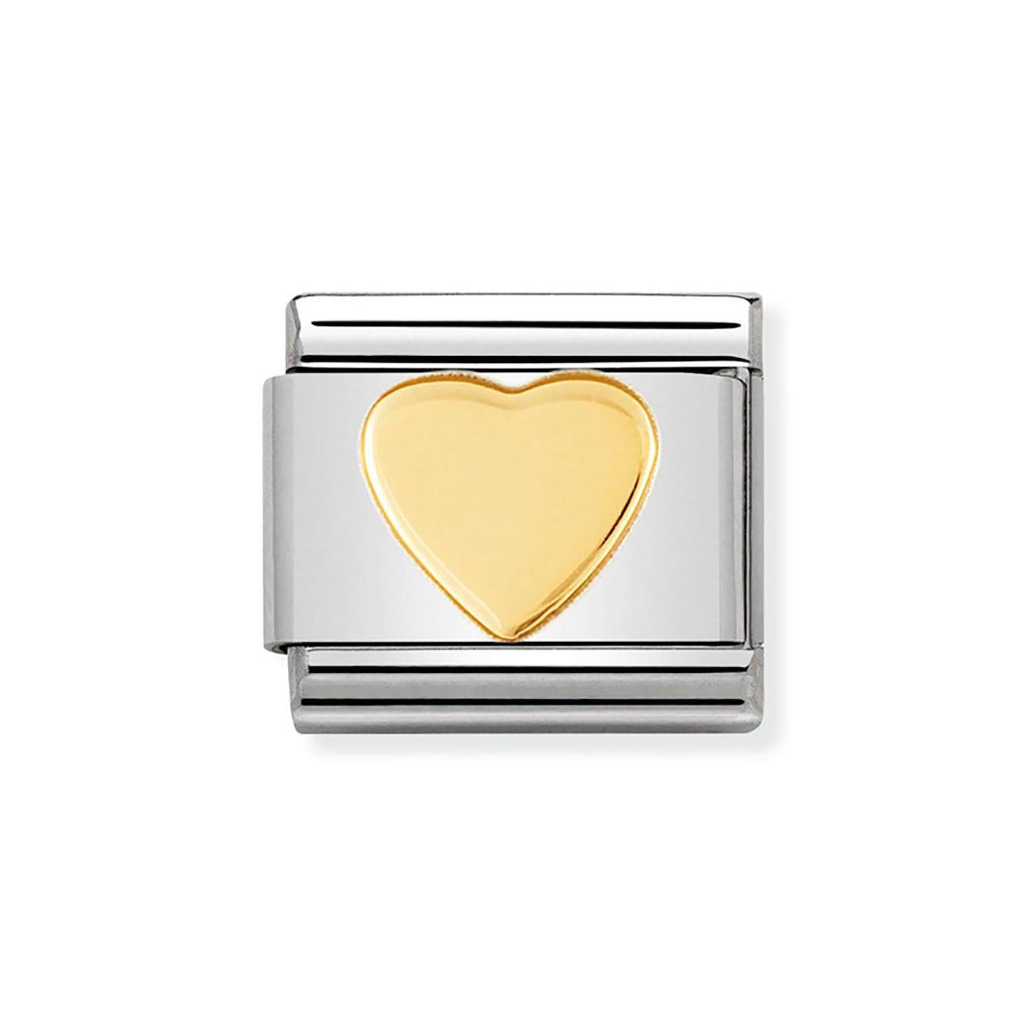Nomination Composable Stainless Steel and Yellow Gold Plated Heart Charm