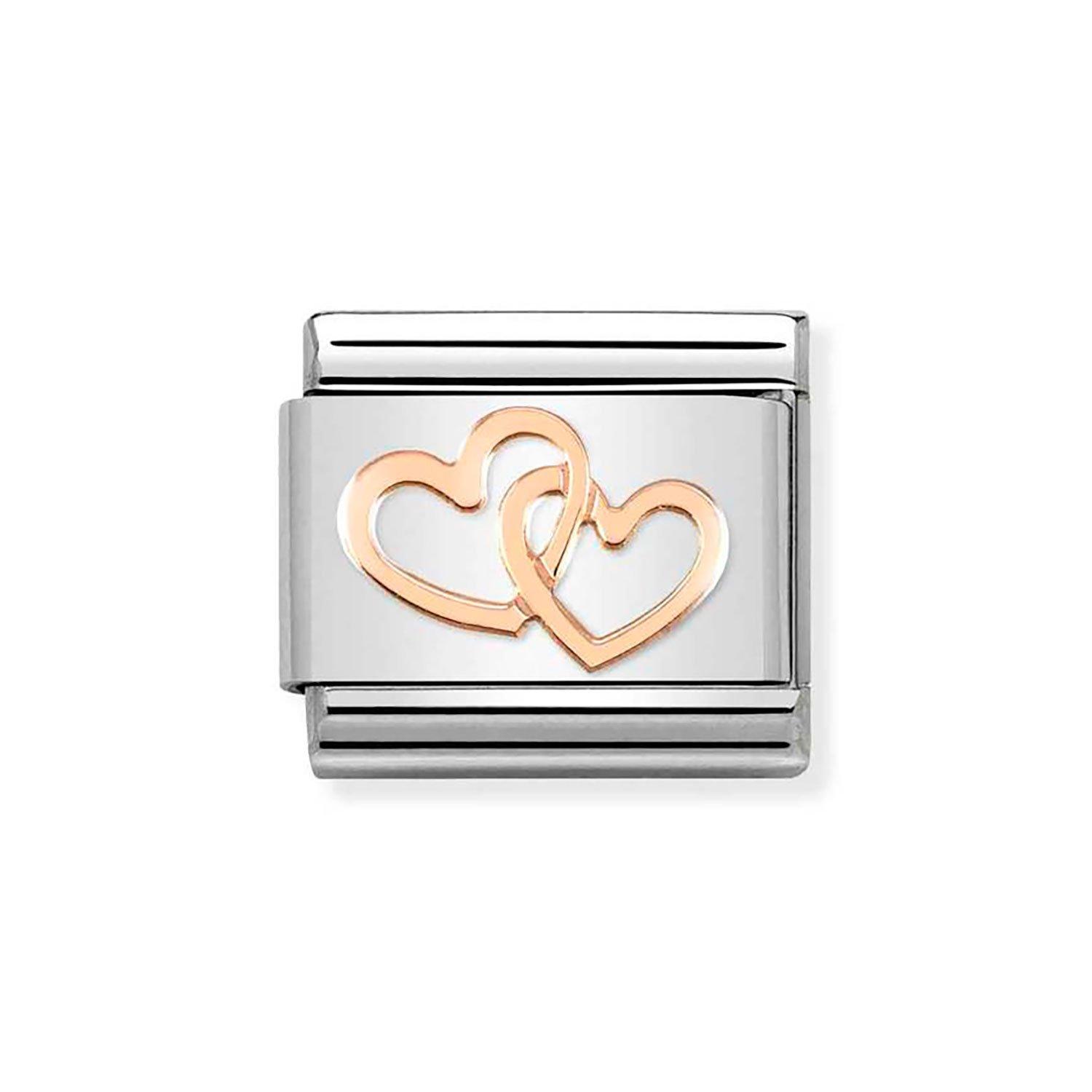Nomination Composable Stainless Steel and Rose Gold Plated Intertwined Hearts Charm