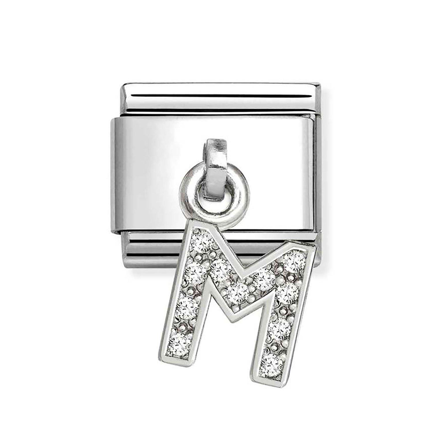 Nomination Composable Classic Stainless Steel Cubic Zirconia Initial M Charm
