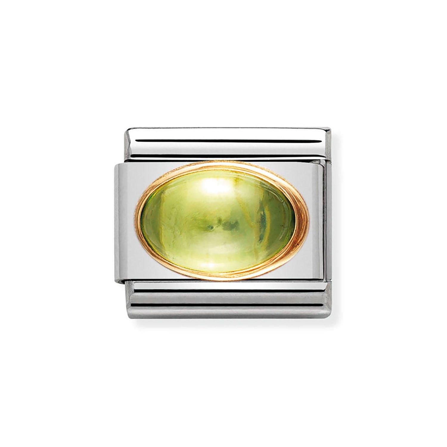 Nomination Composable Stainless Steel and Yellow Gold Plated Peridot August Birthstone Charm