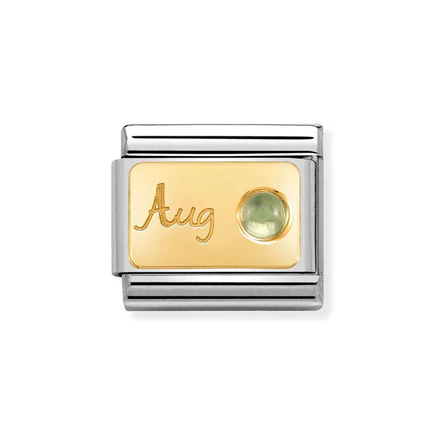 Nomination Composable Stainless Steel and Yellow Gold Plated Peridot August Birthstone Charm