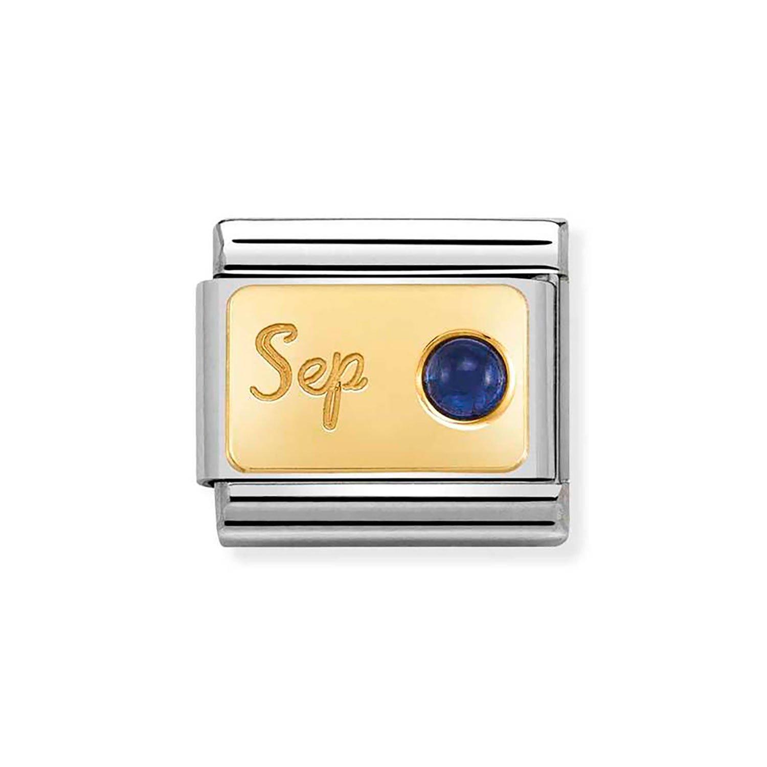 Nomination Composable Stainless Steel and Yellow Gold Plated Sapphire September Birthstone Charm