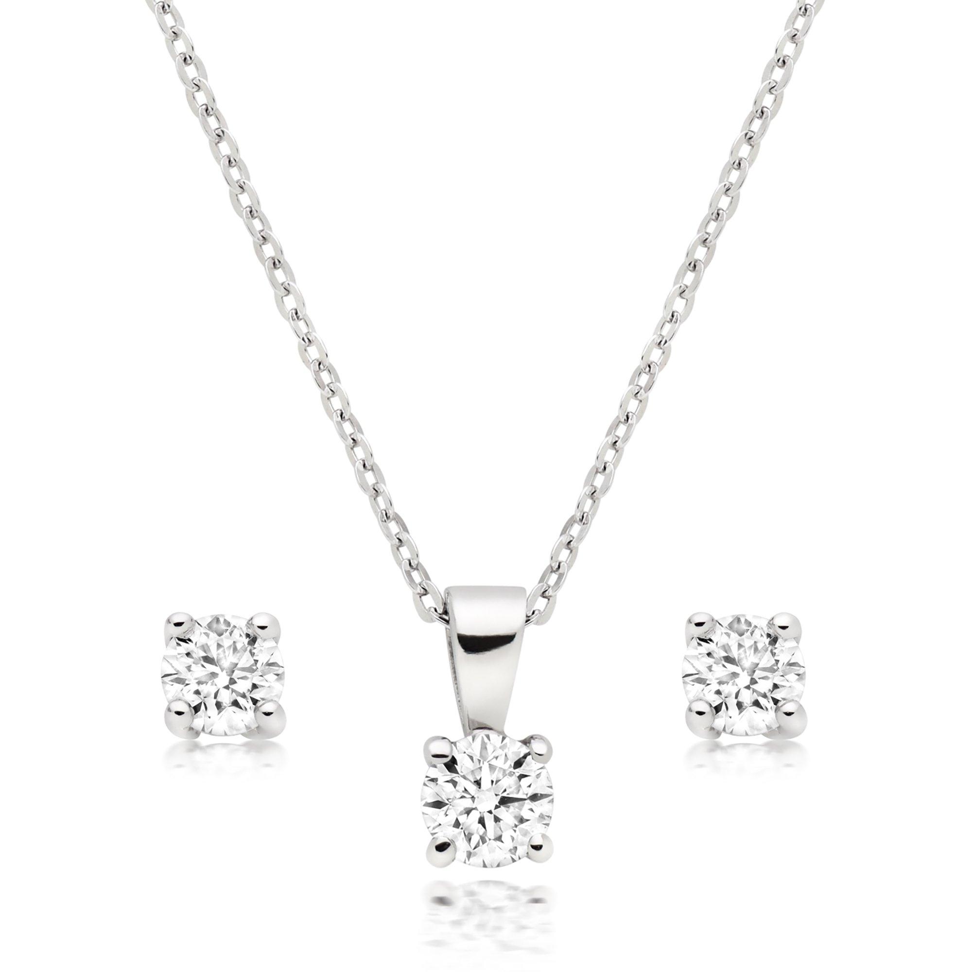 Diamond pendant necklace on sale and earring set