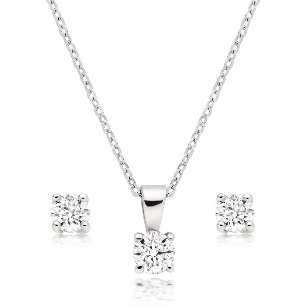 Platinum Diamond Pendant and Earrings Set