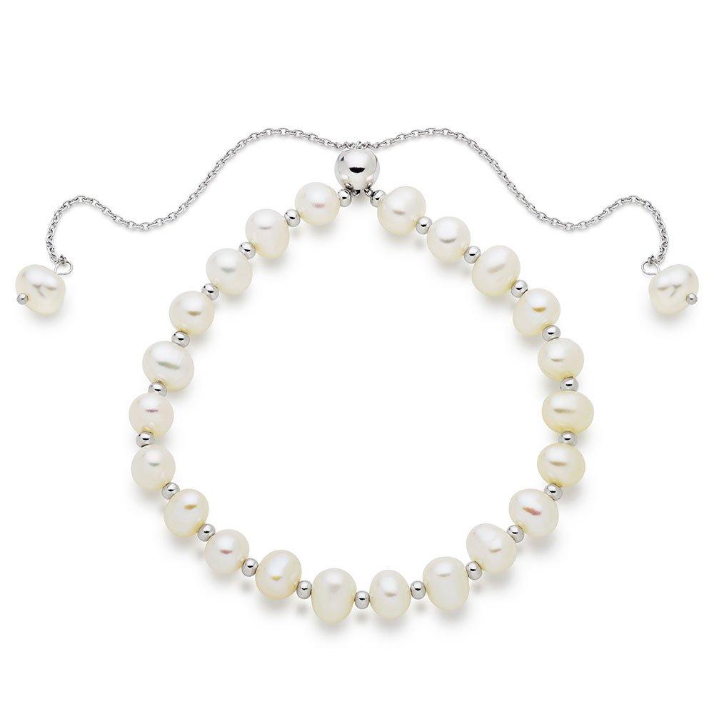 Silver Freshwater Cultured Pearl Adjustable Bracelet