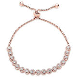 Silver Rose Gold Plated Cubic Zirconia Halo Bracelet