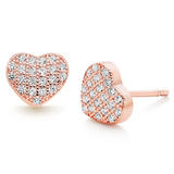 Silver Rose Gold Plated Cubic Zirconia Heart Earrings