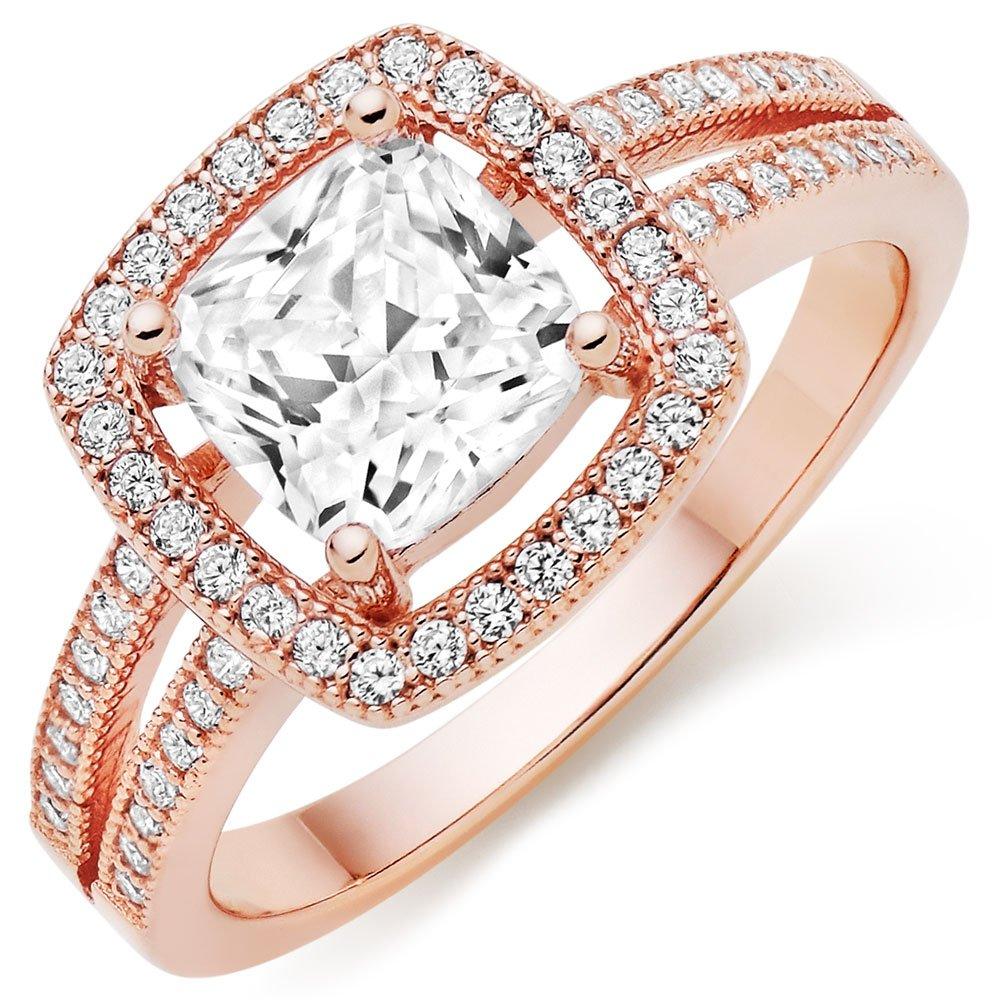 Silver Rose Gold Plated Cubic Zirconia Cocktail Ring