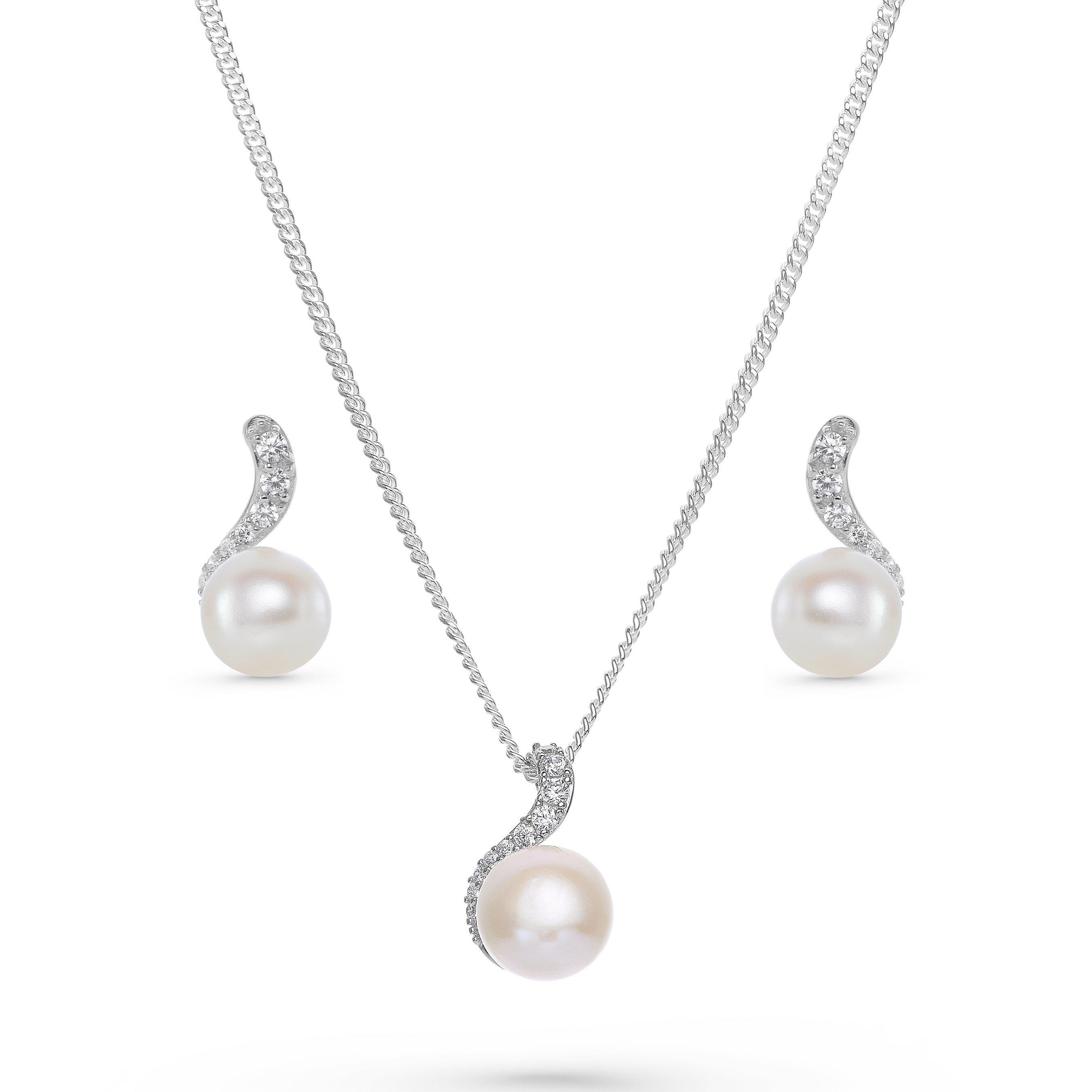 Beaverbrooks Silver Cubic Zirconia Freshwater Cultured Pearl