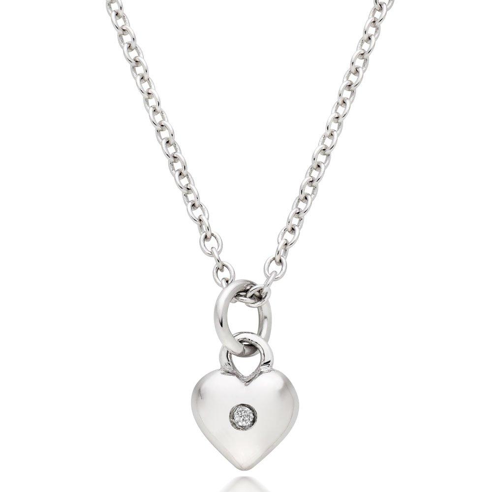 Mini B Silver Diamond Heart Pendant