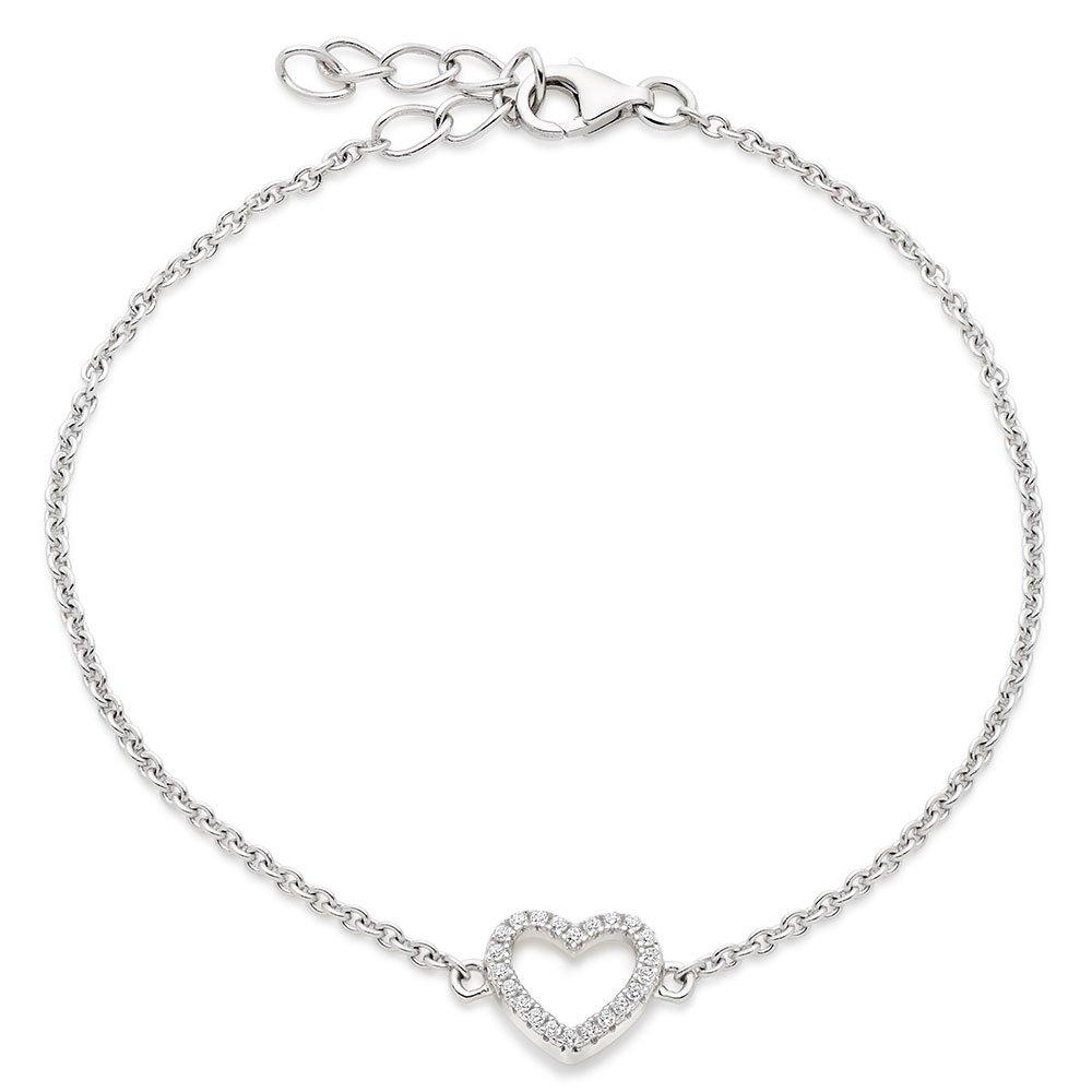 Silver Cubic Zirconia Heart Bracelet | 0102175 | Beaverbrooks the Jewellers