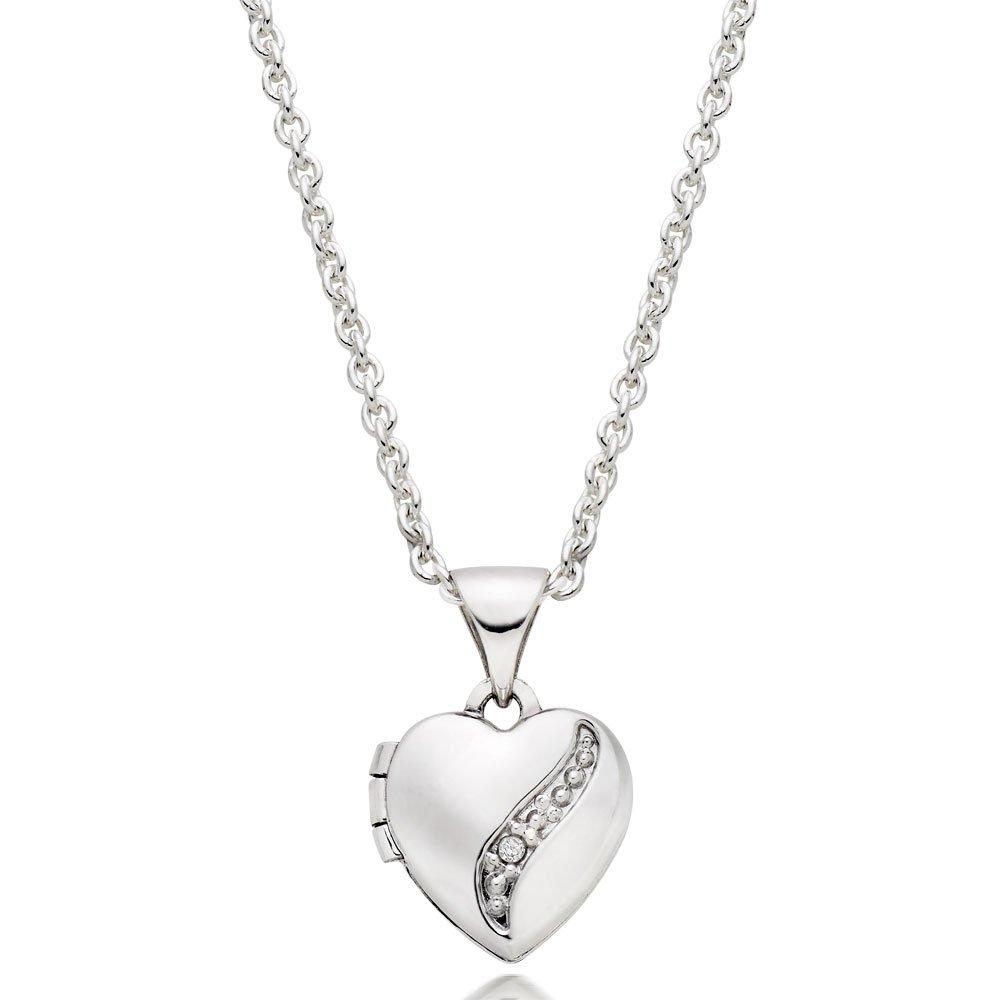 Mini B Silver Diamond Heart Locket | 0102200 | Beaverbrooks the Jewellers