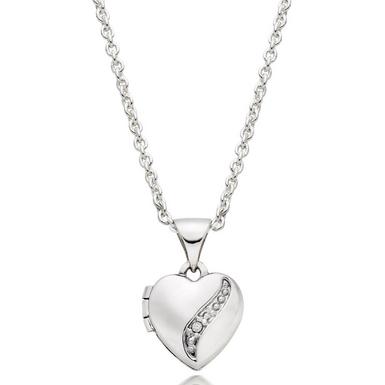 Mini B Silver Diamond Heart Locket | 0102200 | Beaverbrooks the Jewellers