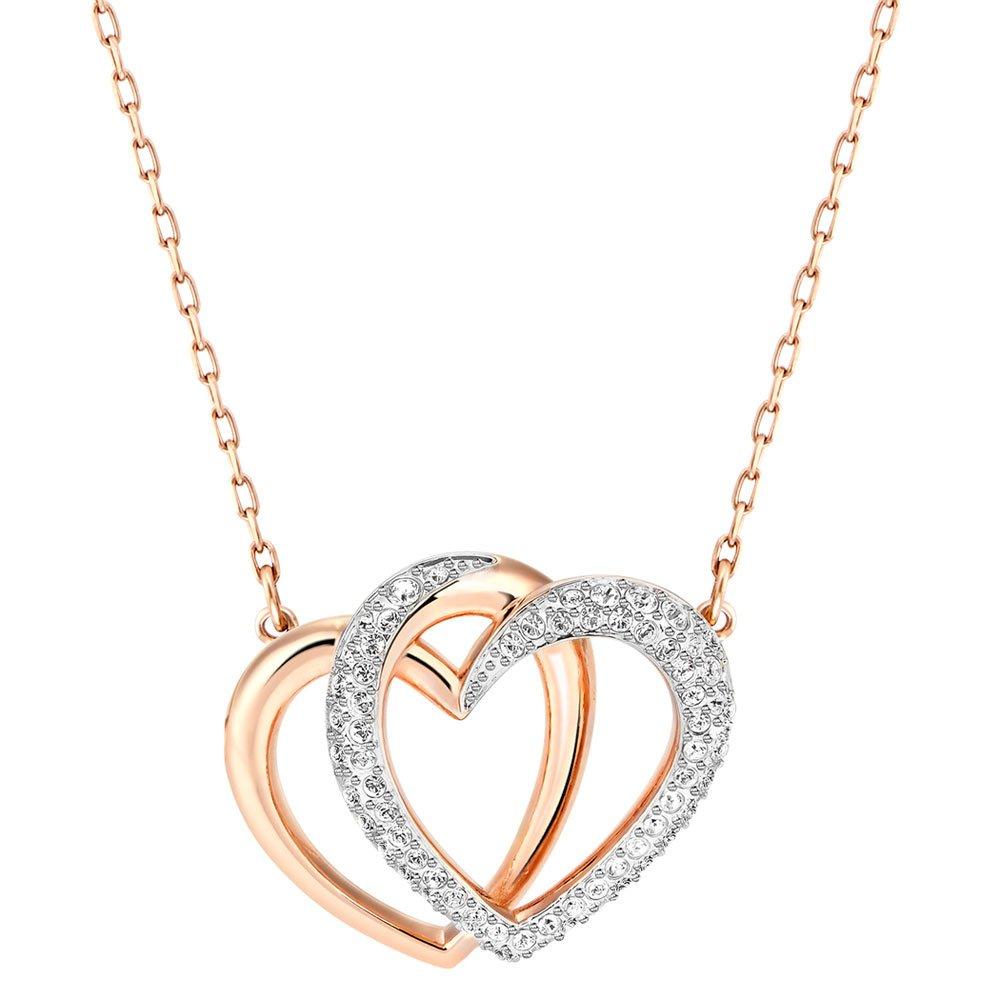 Dear Rose Gold Tone Crystal Heart Necklace