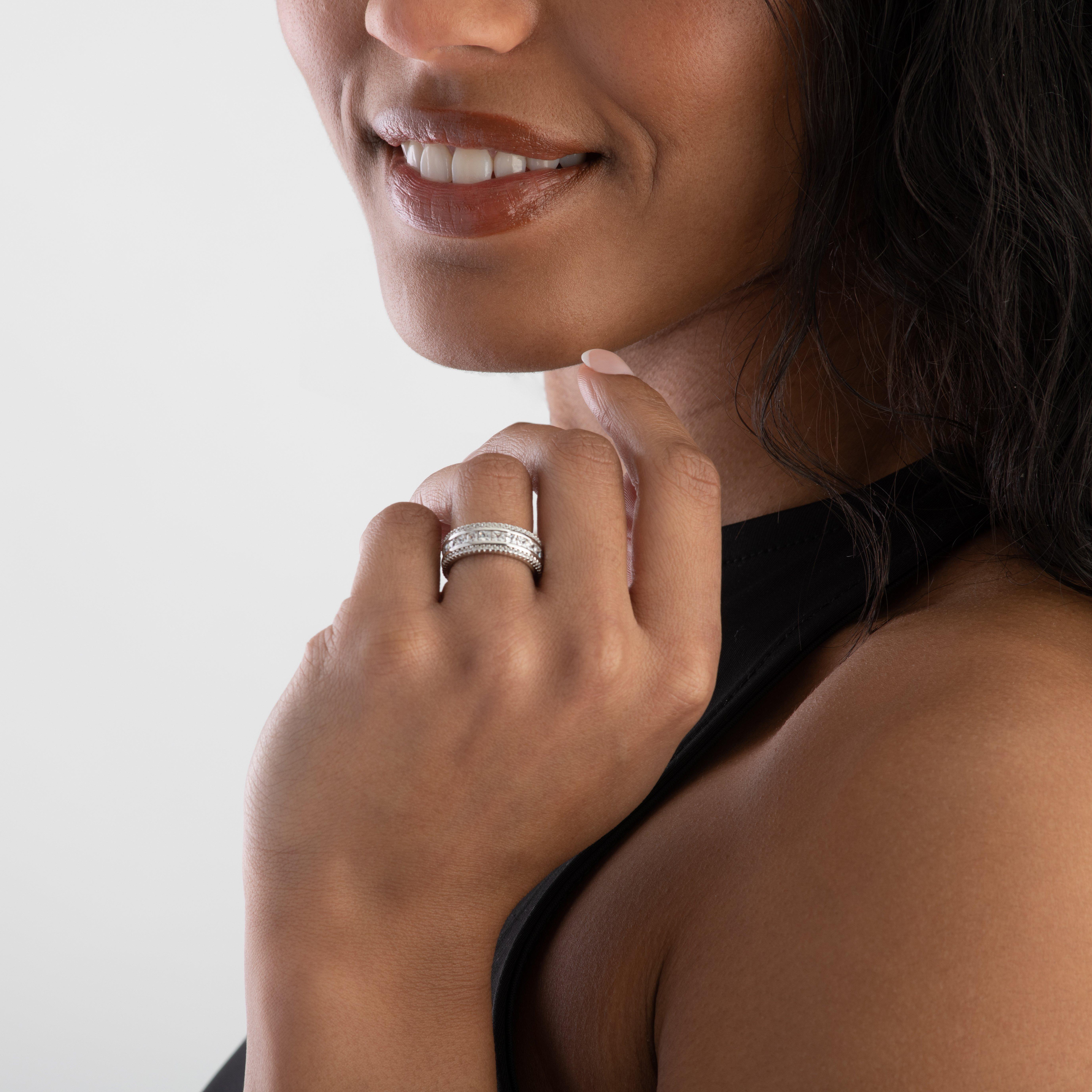 Silver Cubic Zirconia Triple Row Ring