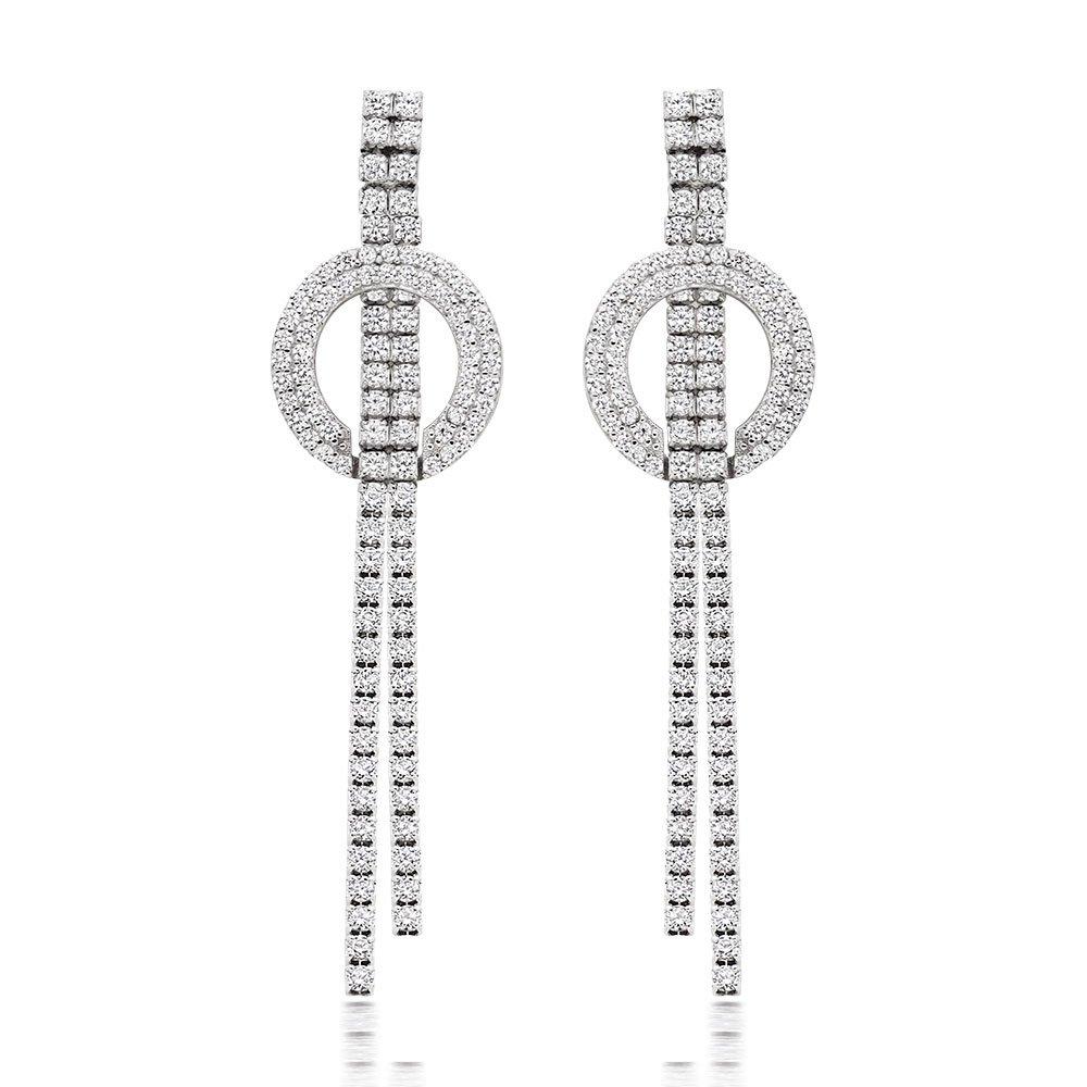 Silver Cubic Zirconia Drop Earrings | 0104243 | Beaverbrooks the Jewellers