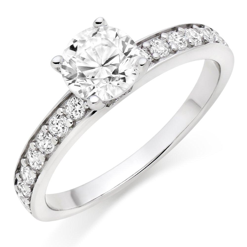 Beaverbrooks Silver Cubic Zirconia Solitaire Ring