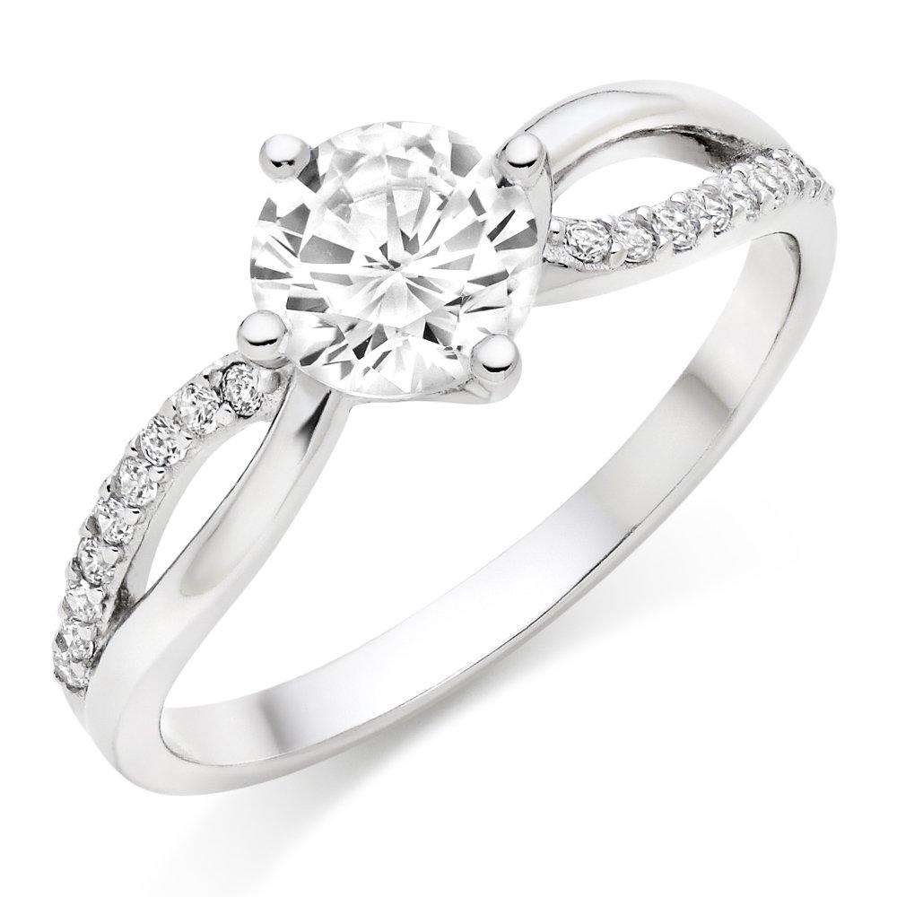 Silver Cubic Zirconia Twist Solitaire Ring | 0104350 | Beaverbrooks the ...