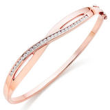 Silver Rose Gold Plated Cubic Zirconia Bangle